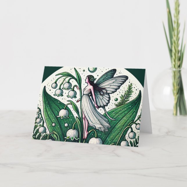 Lily of the Valley Fairy Illustration Spring Karte (Vorderseite)