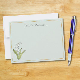 Lily of the Valley Floral Botanical Sage Green Mitteilungskarte