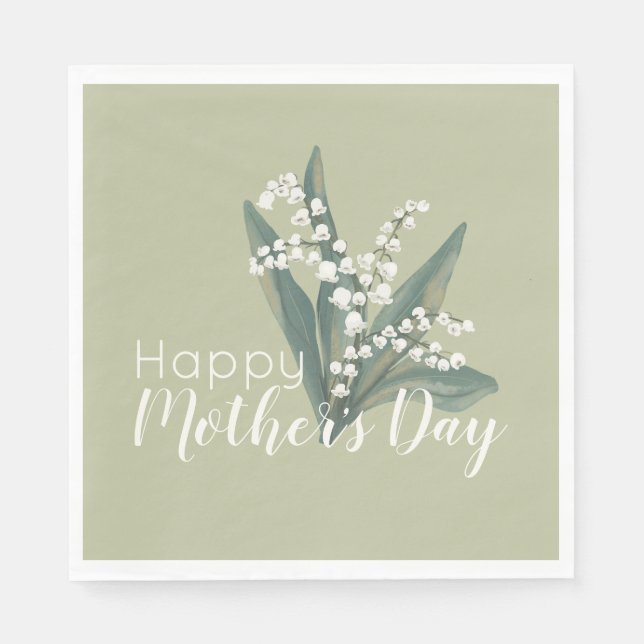 Lily of the Valley Floral Happy Mother Day Serviette (Vorderseite)