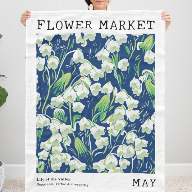 Lily of the Valley Floral May Birth Blume Market Fleecedecke (Von Creator hochgeladen)