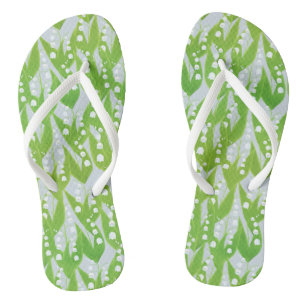 Lily of the Valley Floral Pattern Flip Flops