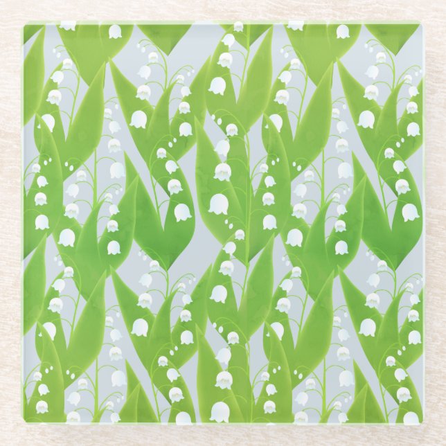 Lily of the Valley Floral Pattern Glasuntersetzer (Vorderseite)