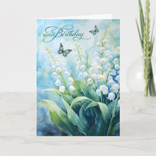 Lily of the Valley Garden Butterflies Geburtstag Karte