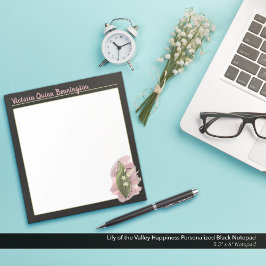 Lily of the Valley Glück Personalisiert Schwarz Notizblock