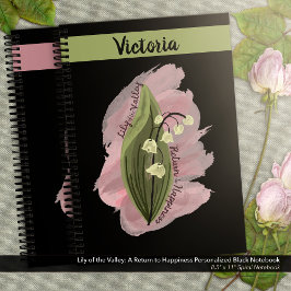 Lily of the Valley Glück Personalisiert Schwarz Notizbuch