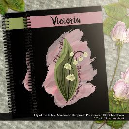 Lily of the Valley Glück Personalisiert Schwarz Notizbuch