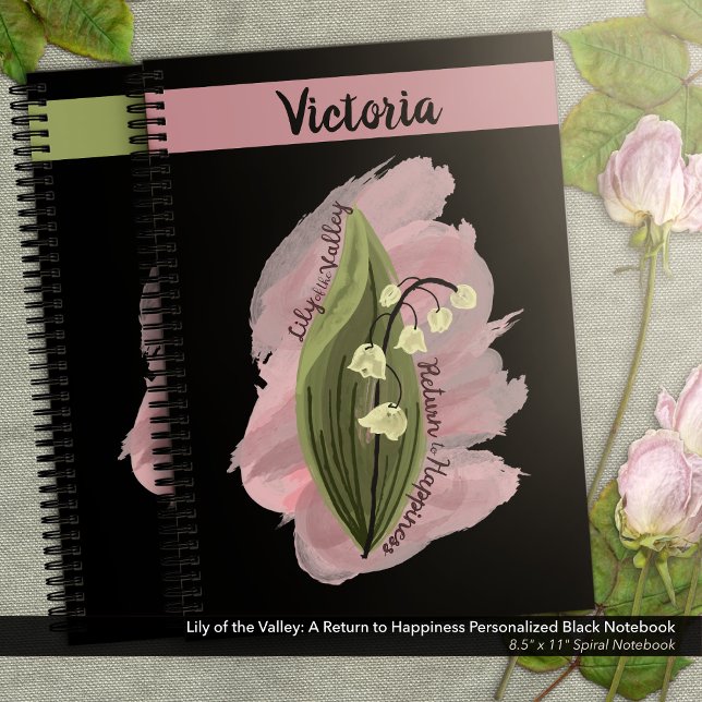 Lily of the Valley Glück Personalisiert Schwarz Notizbuch (Lily of the Valley Happiness Personalized Black Notebook)