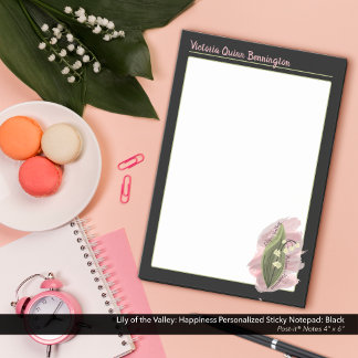 Lily of the Valley Glück Personalisiert Schwarz Post-it Klebezettel