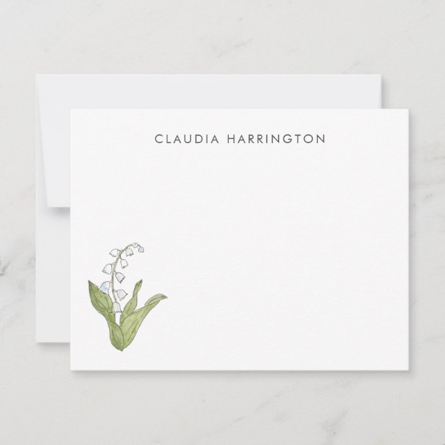 Lily of the Valley Hand-Illustrierte Frühlingsflor Mitteilungskarte (Vorderseite)