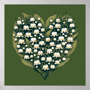 Lily of the Valley Heart Wreath Poster