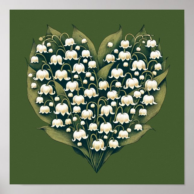 Lily of the Valley Heart Wreath Poster (Vorne)