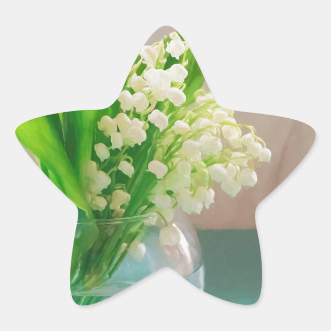 Lily of the valley in vase Stern-Aufkleber (Vorderseite)