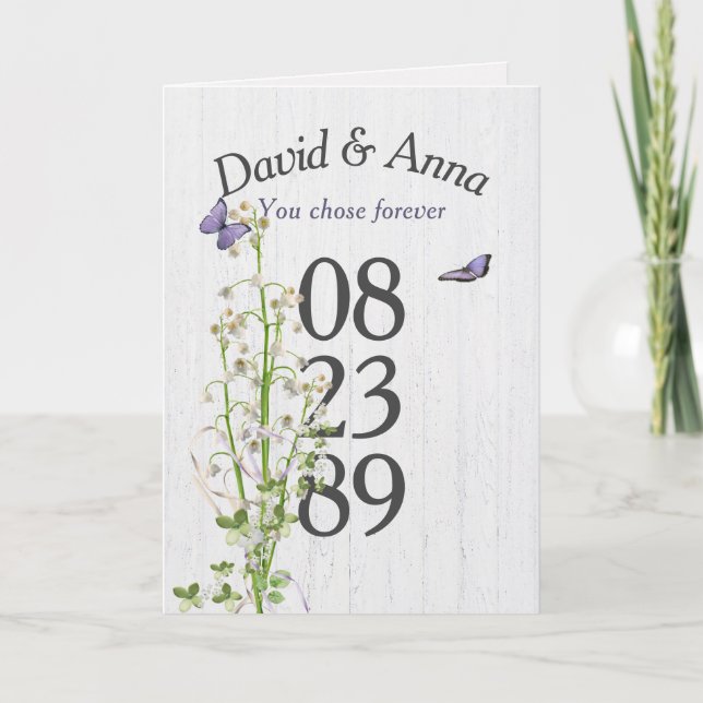 Lily of the Valley Jahrestag Herzlichen Glückwunsc Karte (Vorderseite)