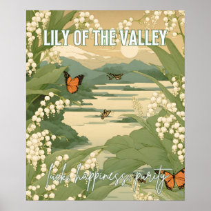 Lily of the Valley May Birth Month Blume Japanisch Poster