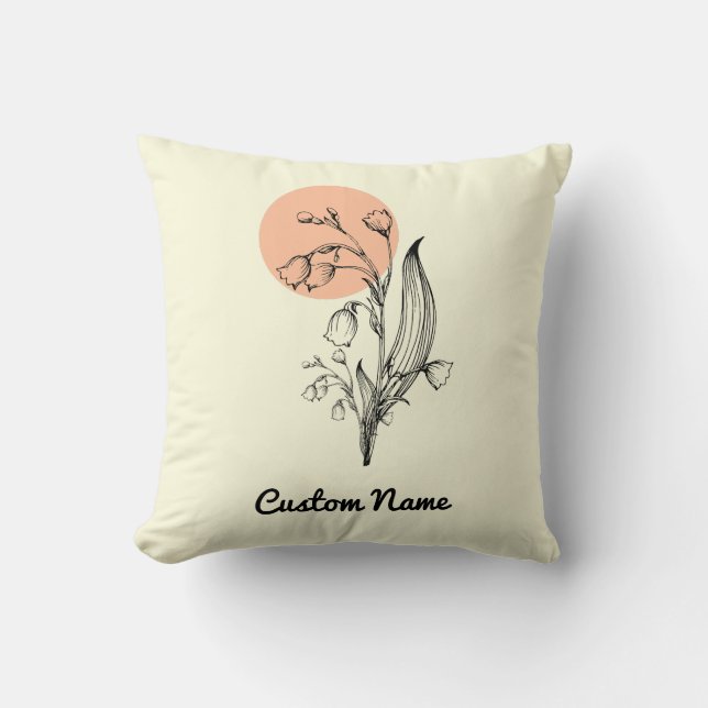 Lily of the Valley May Birth Month Blume Kissen (Vorderseite)