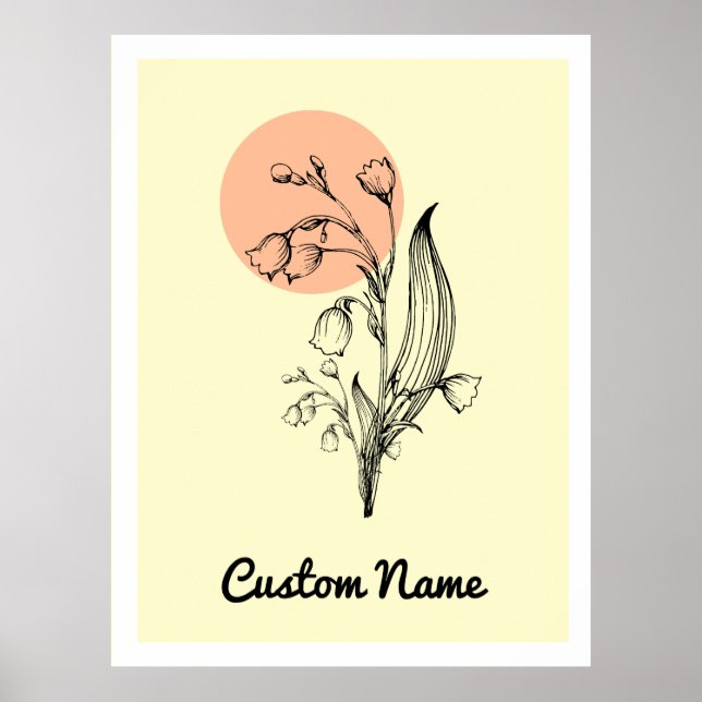 Lily of the Valley May Birth Month Blume Minimal Poster (Vorne)