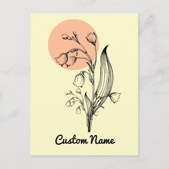 Lily of the Valley May Birth Month Blume Minimal Postkarte (Vorderseite)