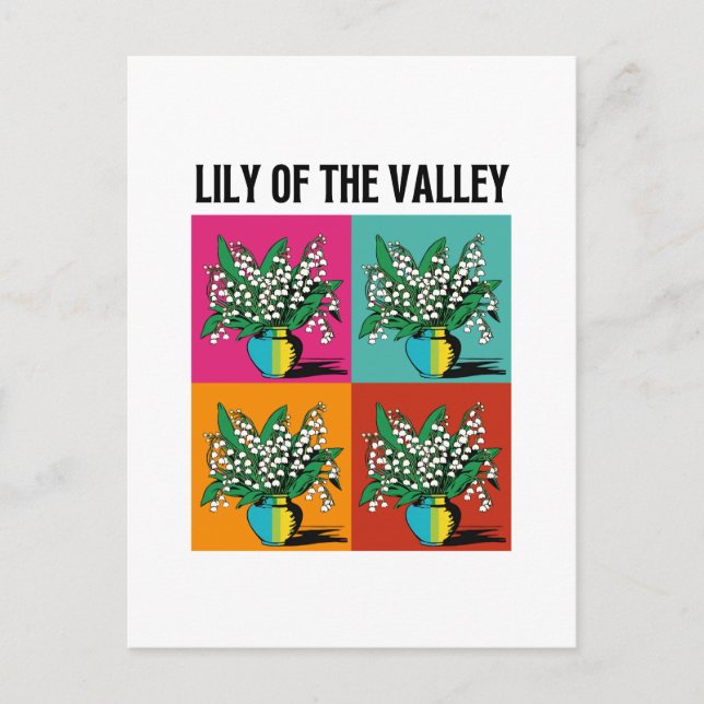 Lily of the Valley May Birth Month Blume Pop Kunst Postkarte (Vorderseite)