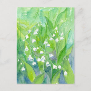 Lily of the Valley May Blume Aquarellmalerei Postkarte