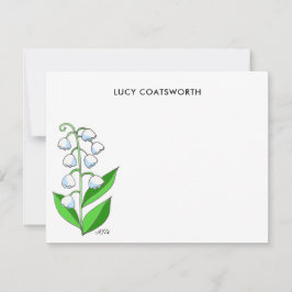 Lily of the Valley Monogram Boho Spring Floral Mitteilungskarte