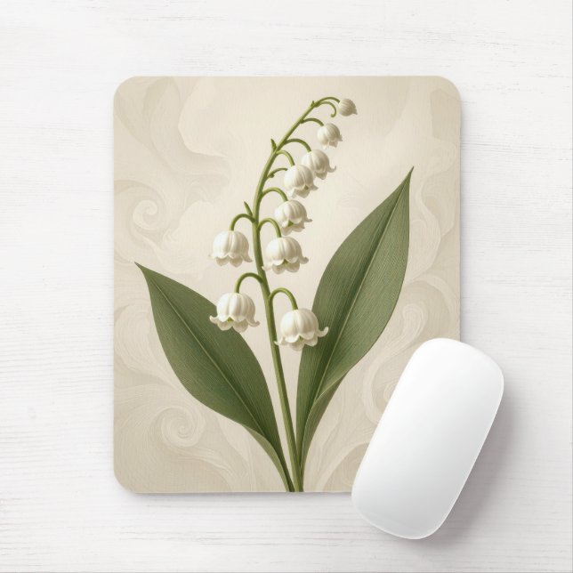 Lily of the Valley On Neutral Abstract Design Mousepad (Mit Mouse)