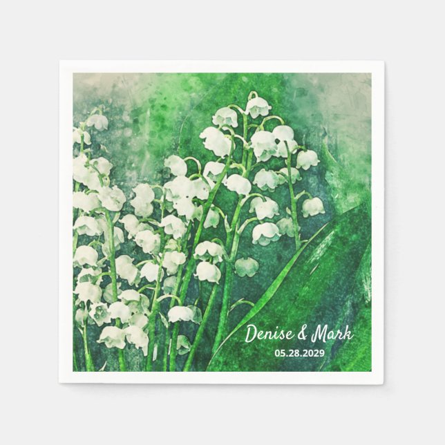 Lily of the Valley Personalisiert Wedding Napkins Serviette (Vorderseite)