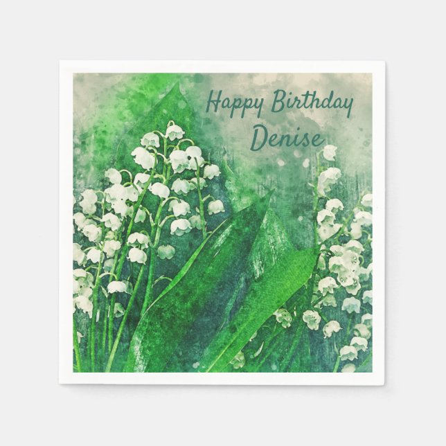 Lily of the Valley Personalisiertes Party Napkins Serviette (Vorderseite)