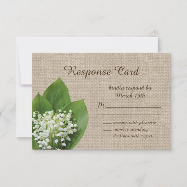Lily of the Valley UAWG burlap RSVP Karte (Vorderseite)