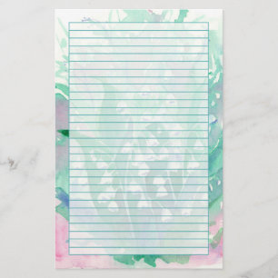 Lily of the Valley Watercolor Blume Green Lined Briefpapier