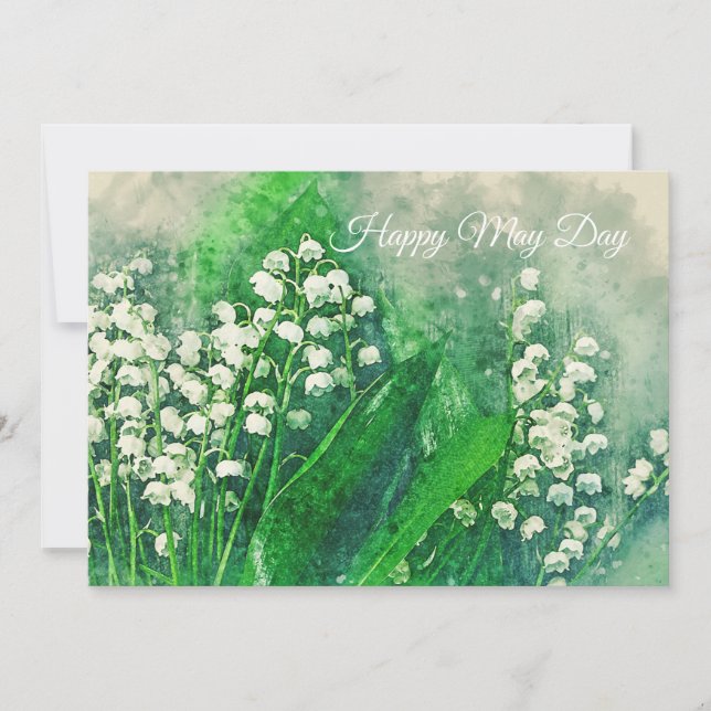Lily of the Valley Watercolor Card Einladung (Vorderseite)