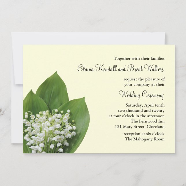 Lily of the Valley Wedding Invitation (Elfenbeinkü Einladung (Vorderseite)