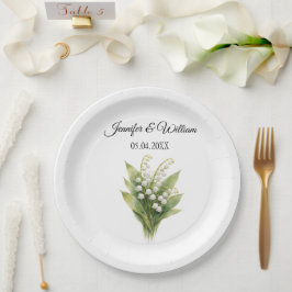 Lily Of The Valley White Floral Wedding Pappteller
