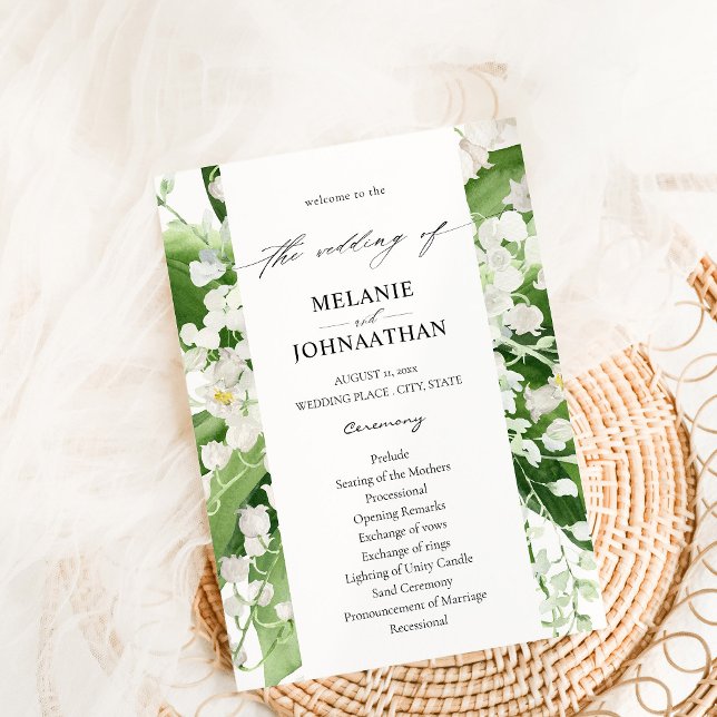 Lily of the Valley White Floral Wedding Program Einladung (Von Creator hochgeladen)