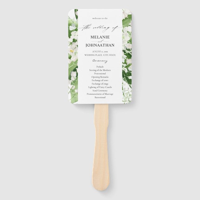 Lily of the Valley White Floral Wedding Program Fächer (Vorderseite)