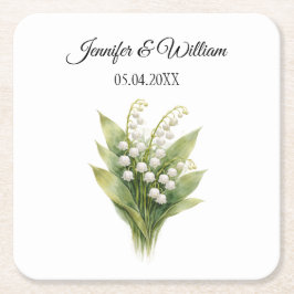 Lily Of The Valley White Floral Wedding Rechteckiger Pappuntersetzer