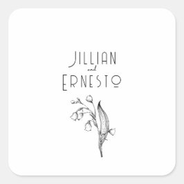 Lily of Valley Collection | Weiße Anwendung Quadratischer Aufkleber