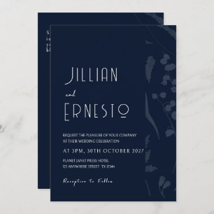 Lily of Valley   Dunkelblauer Solid mit verblasste Einladung