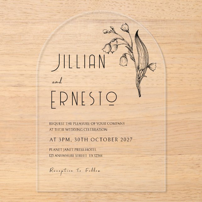 Lily of Valley | Keine Farbe entfernbare Abbildung Acryleinladungen (Vorderseite)