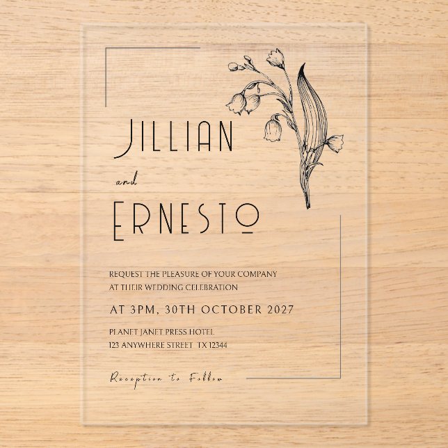 Lily of Valley | Keine Farbe entfernbarer Rahmen Acryleinladungen (Vorderseite)