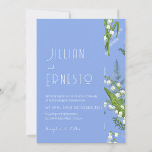 Lily of Valley   Light Blue Solid mit Edge White Einladung