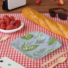 Lily of Valley mit Ferns | Babyblau Pappteller