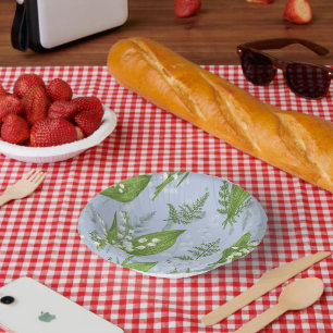 Lily of Valley mit Ferns   Babyblau Pappteller