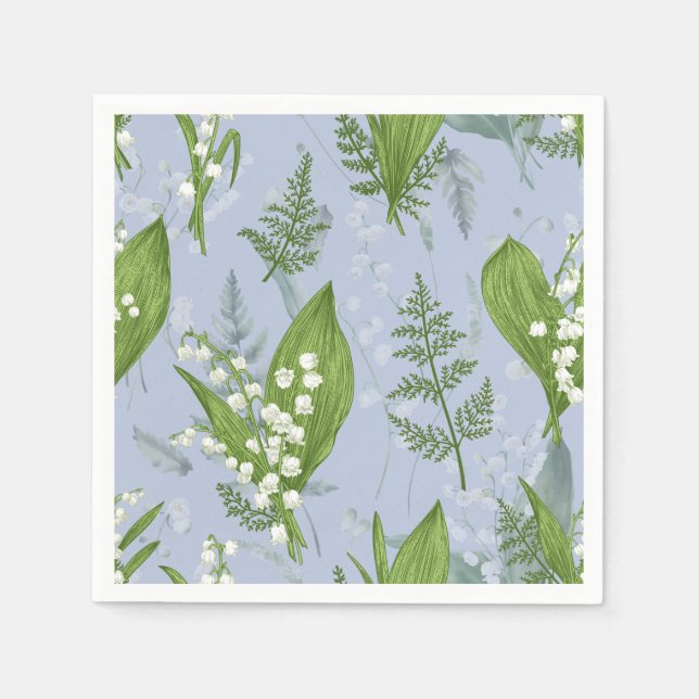 Lily of Valley mit Ferns | Babyblau Serviette (Vorderseite)