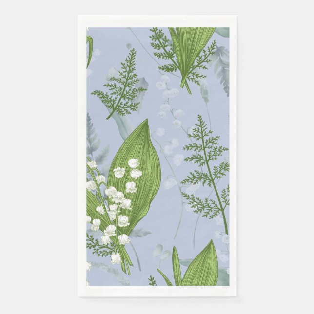 Lily of Valley mit Ferns | Babyblau Serviette (Vorderseite)
