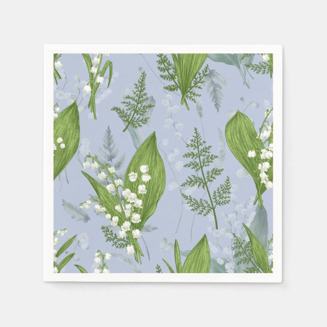 Lily of Valley mit Ferns | Babyblau Serviette (Vorderseite)