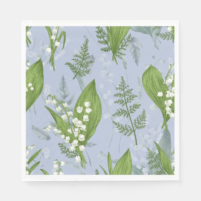 Lily of Valley mit Ferns | Babyblau Serviette (Vorderseite)