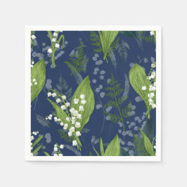 Lily of Valley mit Ferns | Dark Blue Napkins Serviette