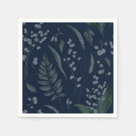 Lily of Valley mit Ferns | Dark Blue Napkins Serviette