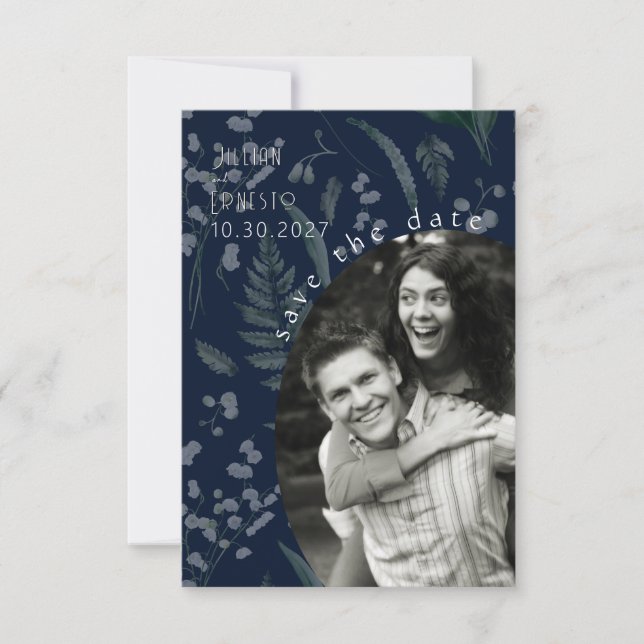 Lily of Valley mit Ferns | Dunkelblau (Vorderseite)