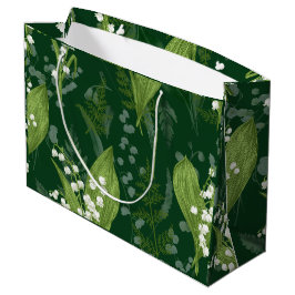 Lily of Valley mit Ferns | Dunkelgrün Große Geschenktüte